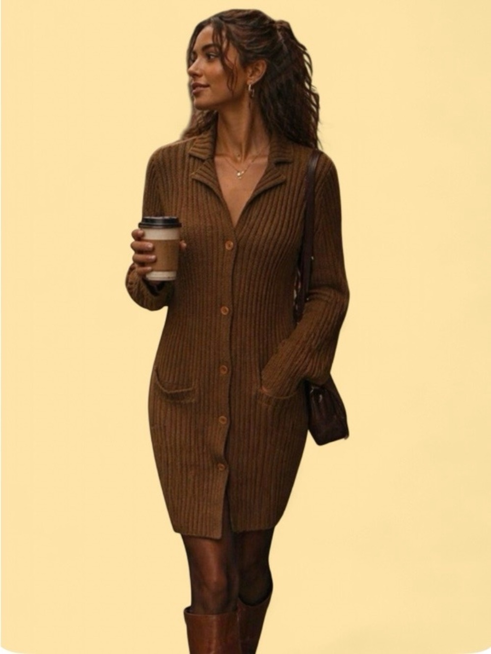 Jones New York Vintage Medium Merino Wool Ribbed Button Cardigan Y2K Minimalist - Picture 6 of 7